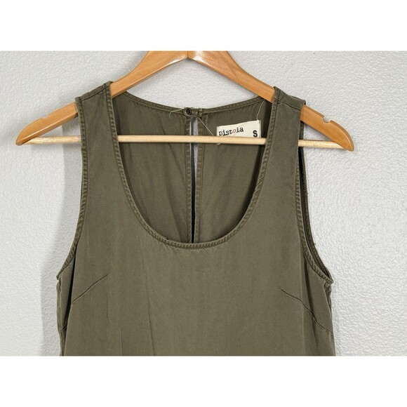 Pistola Ysabel Olive Green Sleeveless Jumpsuit Size S 100% Tencel Spring Summer - Picture 8 of 16